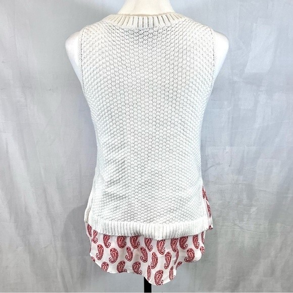 Loft white twofer paisley print sleeveless sweater top size small - Picture 5 of 7